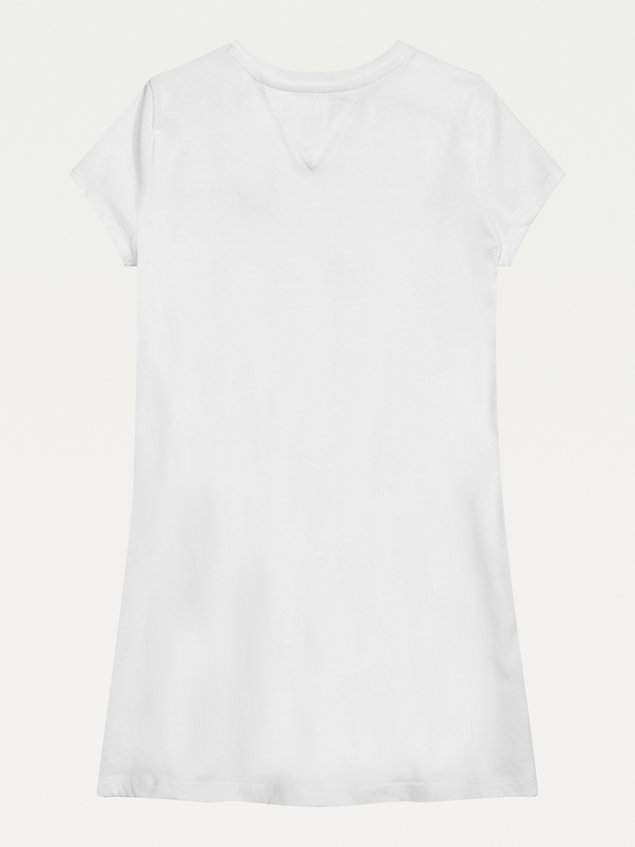 adaptive vestido camiseta de algodón con logo pink de nina tommy hilfiger