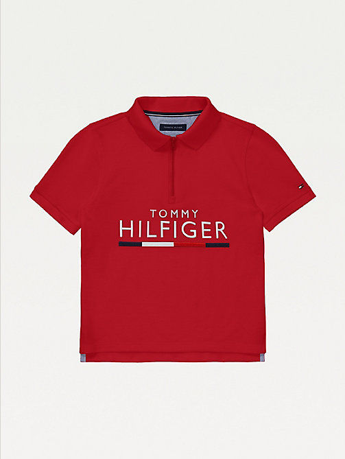 red adaptive pure cotton polo for boys tommy hilfiger