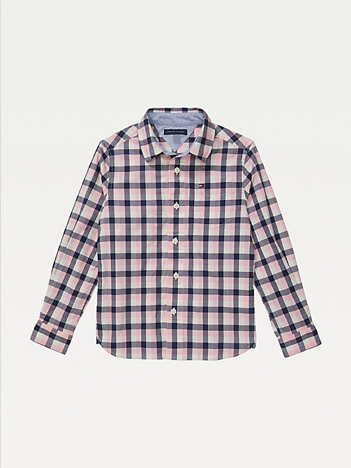 pink adaptive checked shirt for boys tommy hilfiger