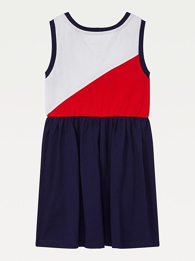 multi adaptive colour-blocked sleeveless dress for girls tommy hilfiger
