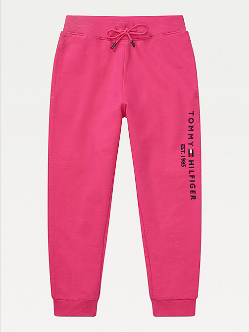 pink adaptive logo joggers for girls tommy hilfiger
