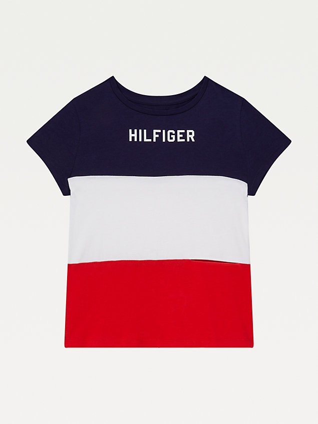 multi adaptive colour-blocked t-shirt voor meisjes - tommy hilfiger
