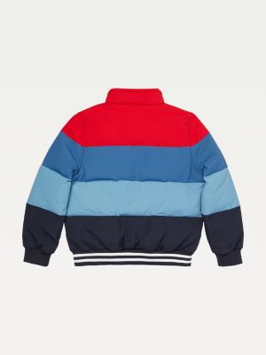 blue adaptive gesteppte color block-segeljacke für jungen - tommy hilfiger