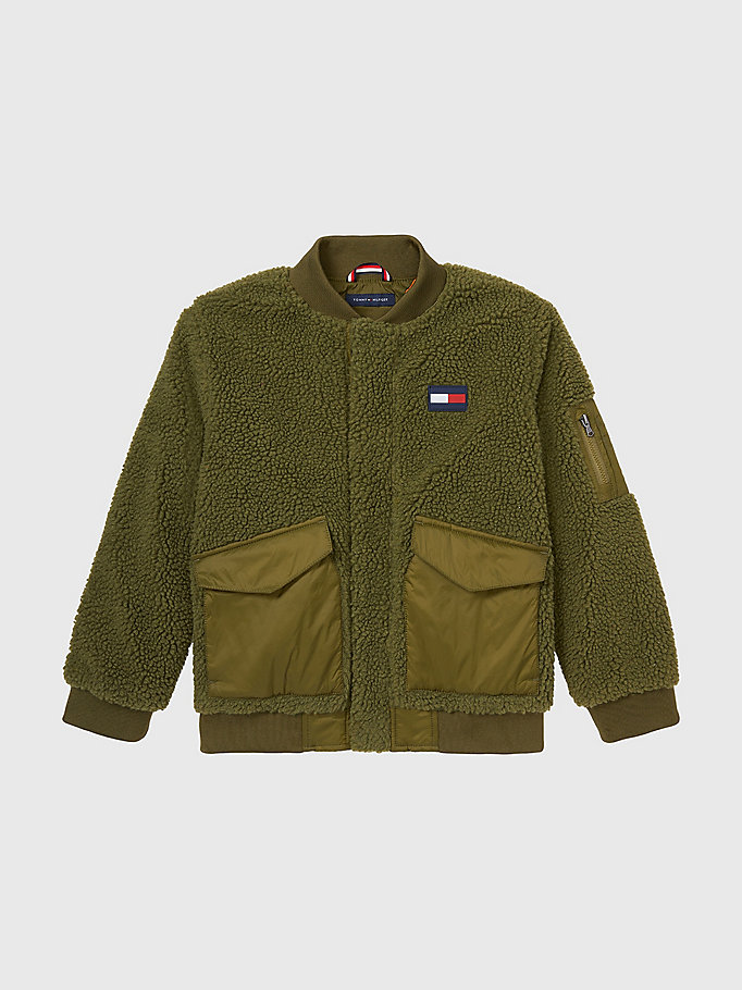 green adaptive mixed teddy bomber jacket for boys tommy hilfiger