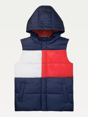 Adaptive bodywarmer met capuchon en vlag | BLAUW | Tommy Hilfiger