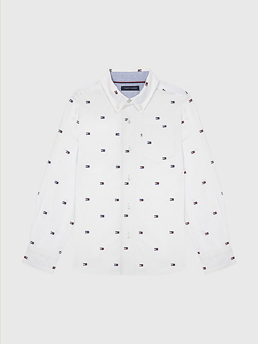 white adaptive flag woven shirt for boys tommy hilfiger