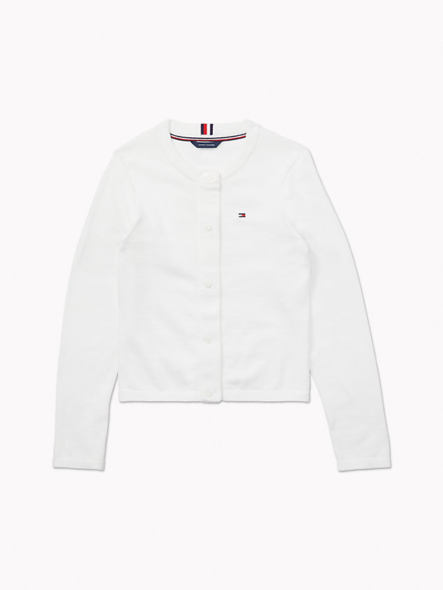 cardigan adaptive stretch white pour filles tommy hilfiger