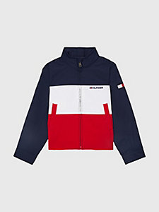 blue adaptive seated fit colour-blocked regatta jacket for boys tommy hilfiger