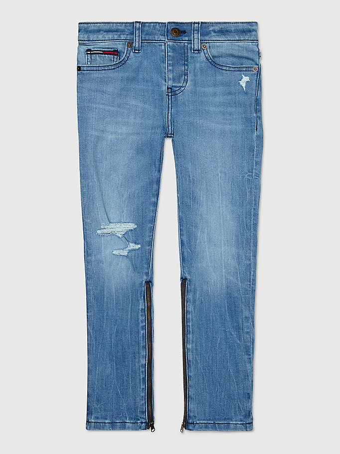 blue adaptive skinny distressed jeans for boys tommy hilfiger