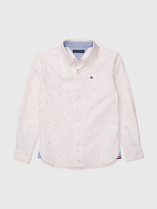 pink adaptive micro print shirt for boys tommy hilfiger