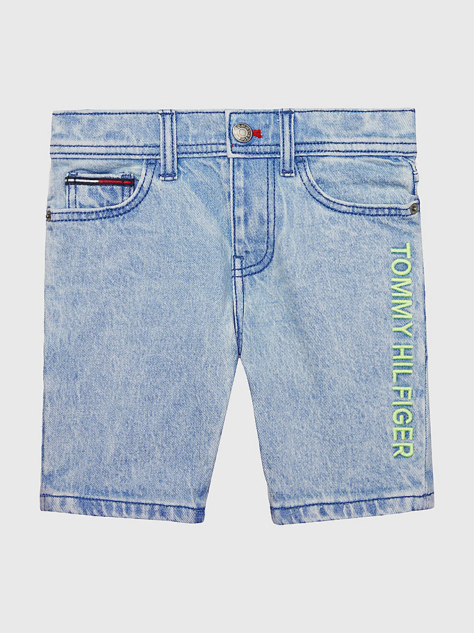 blue adaptive denim shorts for boys tommy hilfiger