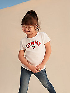 weiß adaptive logo-t-shirt mit reizarmem design für girls - tommy hilfiger