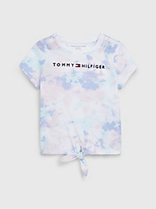 multi adaptive tie-dye knot front t-shirt for girls tommy hilfiger