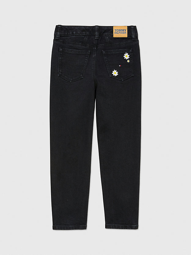 schwarz adaptive schwarze tapered jeans mit hohem bund für maedchen - tommy hilfiger