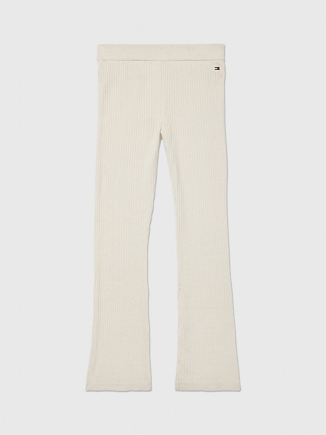 beige adaptive ribbed joggers for girls tommy hilfiger