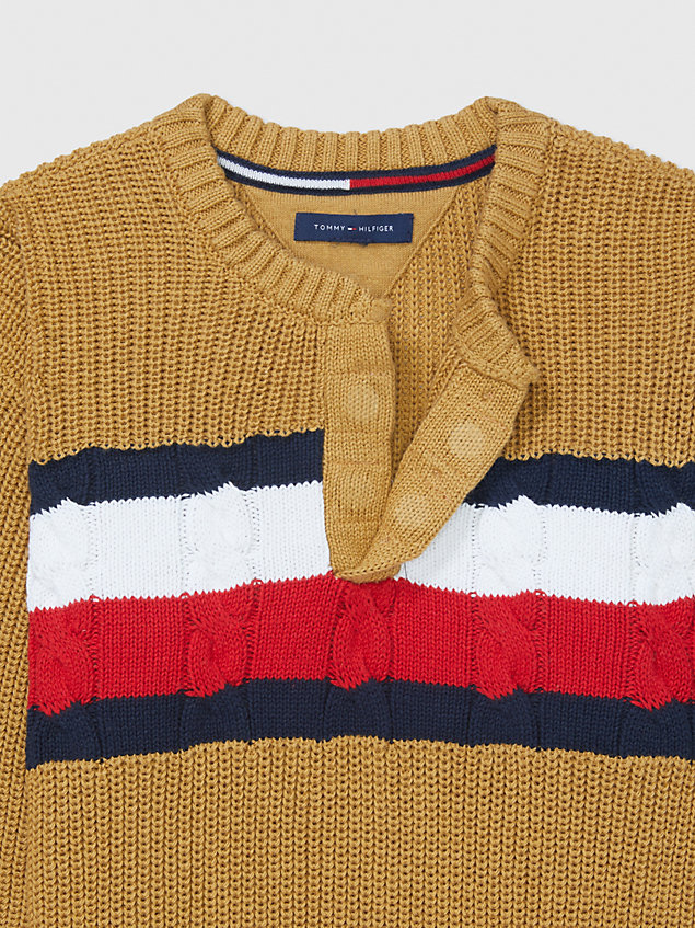 gold adaptive henley signature jumper for boys tommy hilfiger