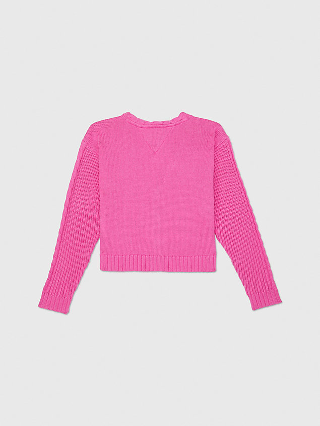 pink adaptive cable knit cardigan for girls tommy hilfiger