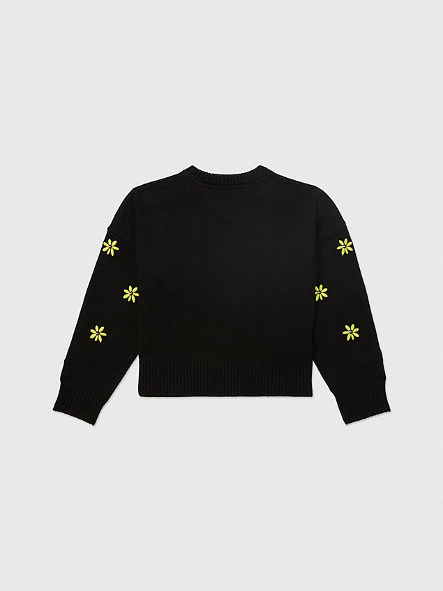 black adaptive floral jumper for girls tommy hilfiger