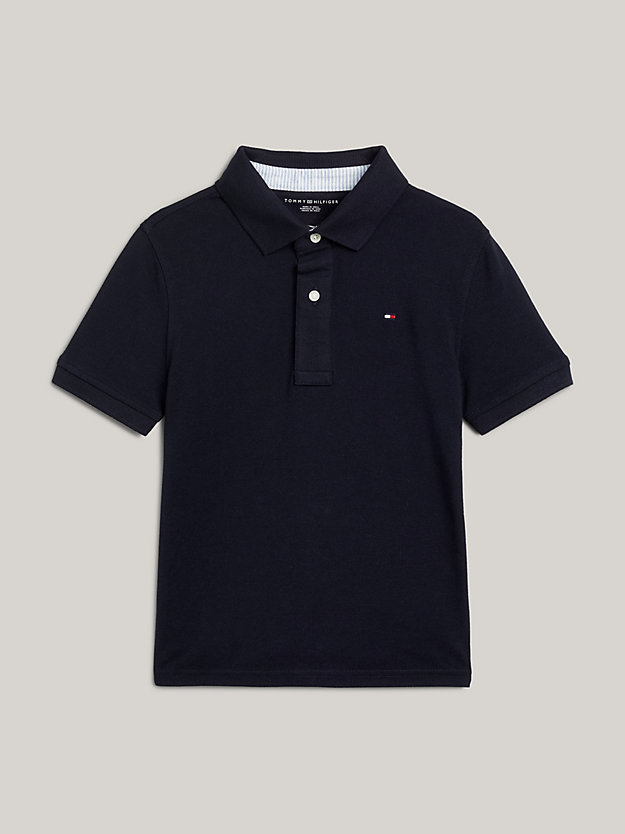 blue adaptive flag embroidery polo for boys tommy hilfiger