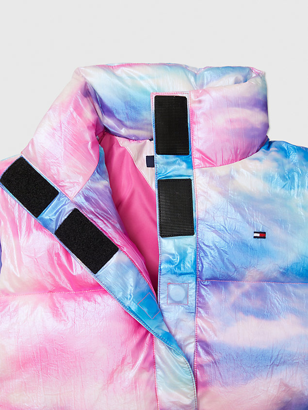 pink adaptive foil puffer jacket for girls tommy hilfiger