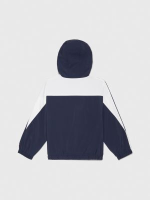 blue adaptive popover-jacke mit kapuze für mädchen - tommy hilfiger