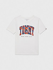 white adaptive varsity crew neck t-shirt for boys tommy hilfiger