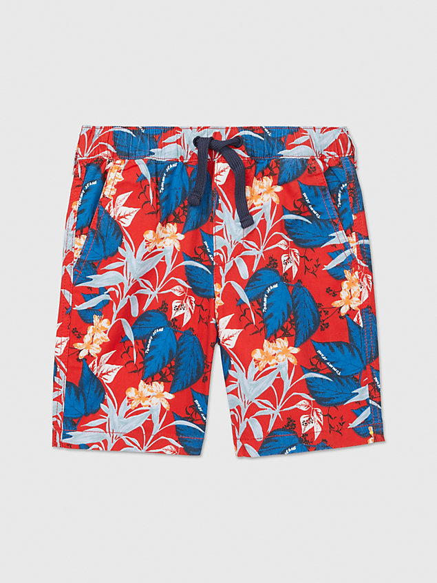 shorts adaptive tropicali senza chiusura red da bambini tommy hilfiger