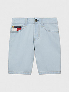 blue adaptive modern straight bleached shorts for boys tommy hilfiger