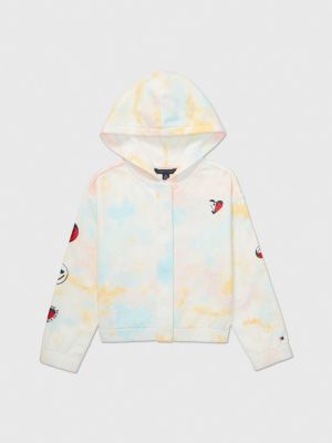 weiß adaptive batik-hoodie mit reißverschluss für girls - tommy hilfiger