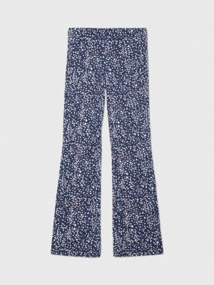 Adaptive Floral Print Flared Leggings, Blue