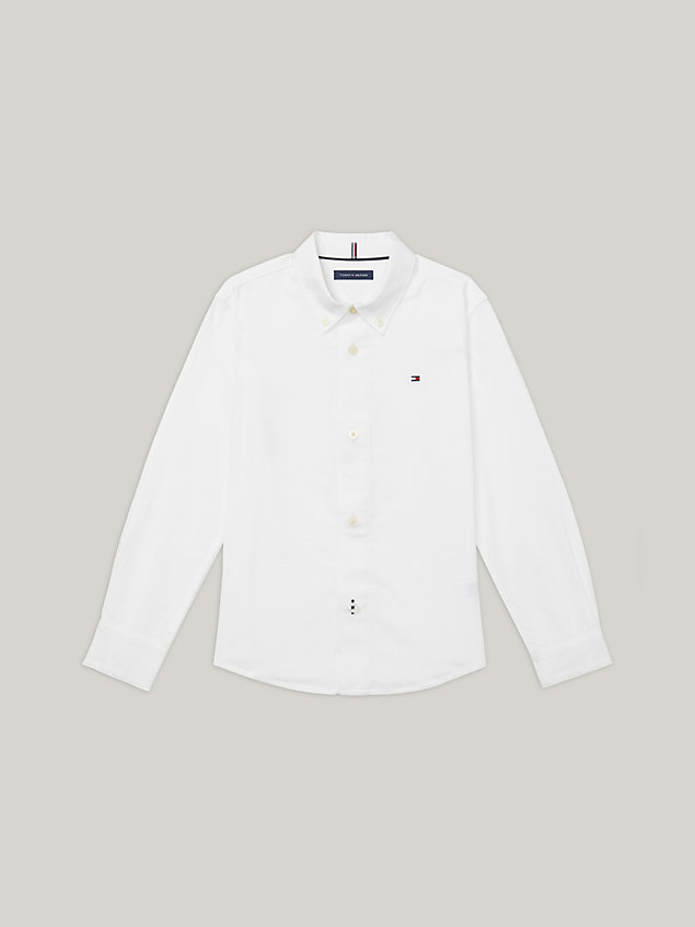 white adaptive oxford shirt for boys tommy hilfiger