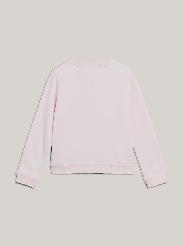 pink adaptive signature logo embroidery sweatshirt for girls tommy hilfiger
