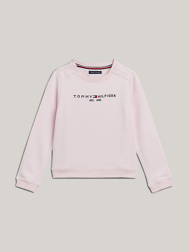 pink adaptive signature logo embroidery sweatshirt for girls tommy hilfiger