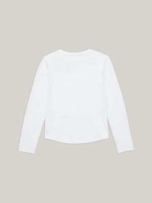 Tommy hilfiger logo long sleeve hot sale crop top