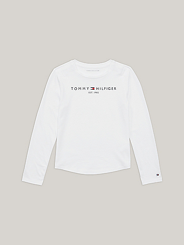 Essential Ruffle Fitted Long Sleeve T-Shirt | White | Tommy Hilfiger