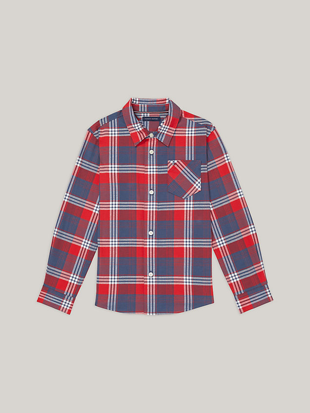 red adaptive check shirt for boys tommy hilfiger