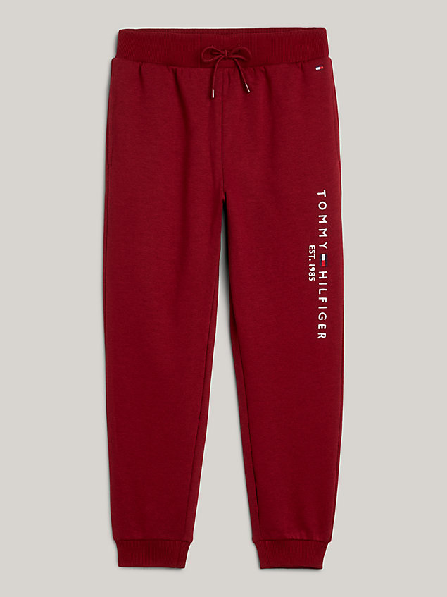 red adaptive logo embroidery cuffed joggers for girls tommy hilfiger
