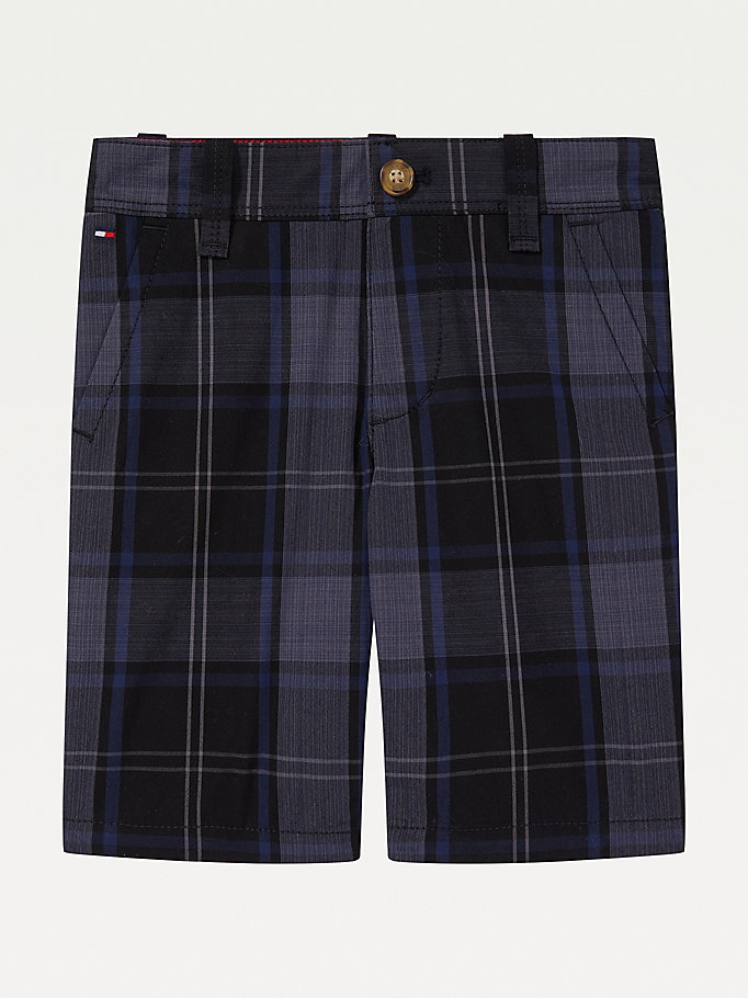 blue adaptive check woven shorts for boys tommy hilfiger