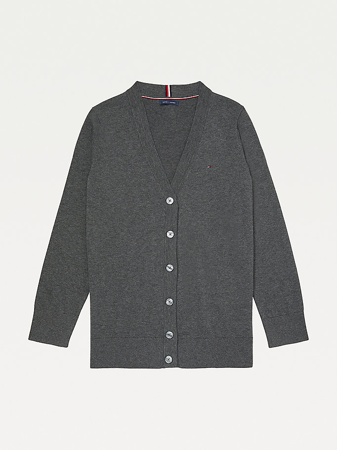 cardigan adaptive essential en coton gris pour women tommy hilfiger