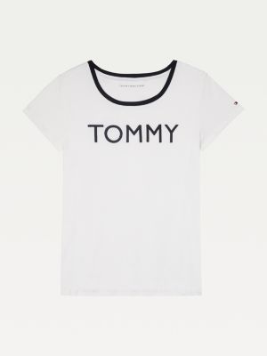 tommy hilfiger white logo t shirt