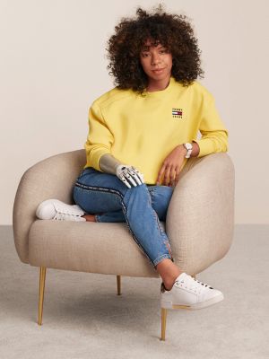 Adaptive Crew Neck Logo Sweatshirt Yellow Tommy Hilfiger