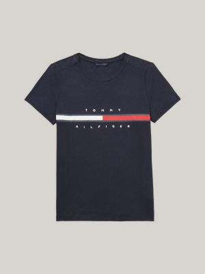 Tommy Hilfiger Womens T-shirt Big Logo Relaxed Fit Short Sleeve