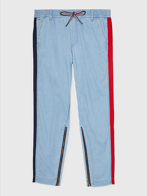 blue adaptive colour-blocked joggers for women tommy hilfiger