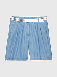 blauw adaptive chambray short voor dames - tommy hilfiger