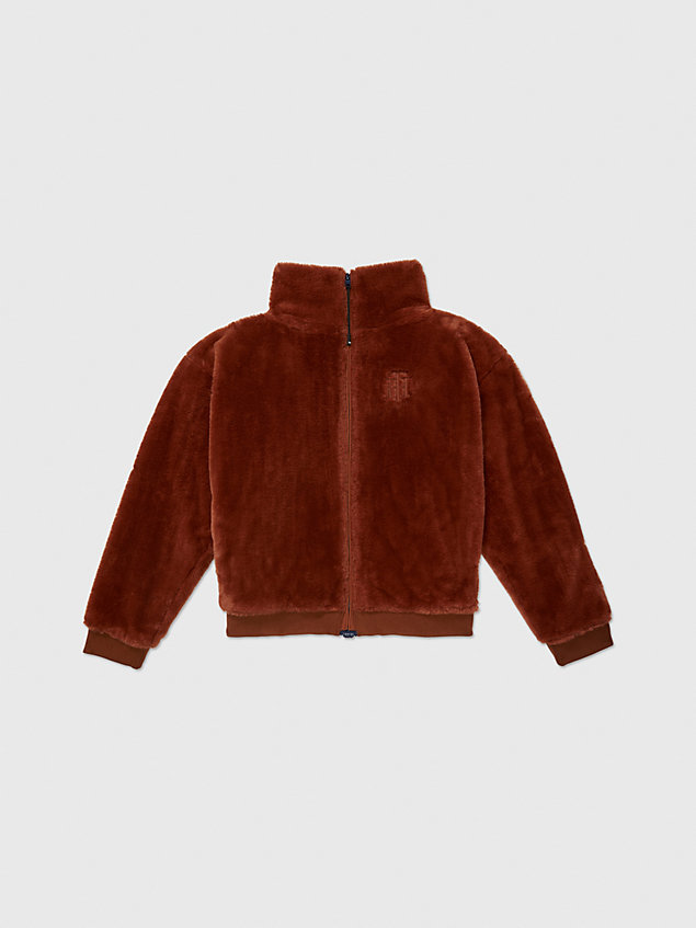 gold adaptive faux fur hoody for women tommy hilfiger