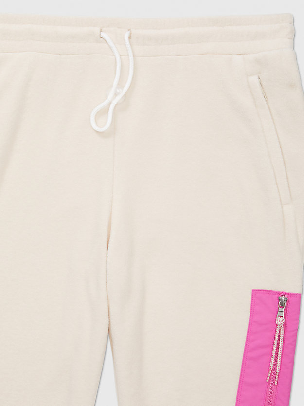 beige adaptive colour-blocked fleece joggers for women tommy hilfiger