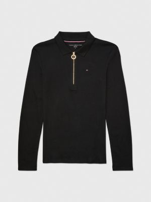 Polo Adaptive de larga cremallera NEGRO | Hilfiger
