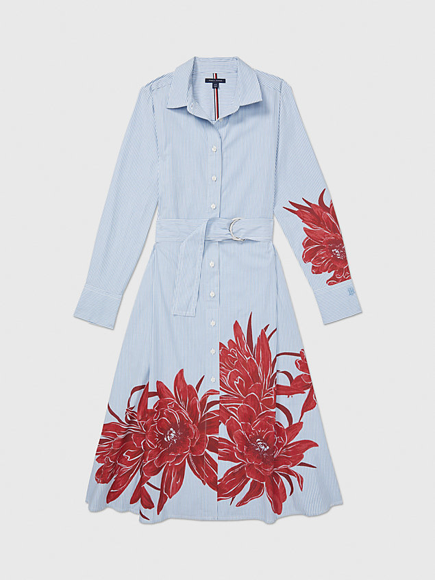 white adaptive floral midi shirt dress for women tommy hilfiger