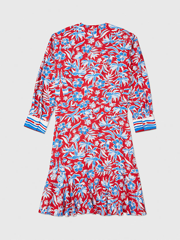 red adaptive tropical scarf print wrap dress for women tommy hilfiger