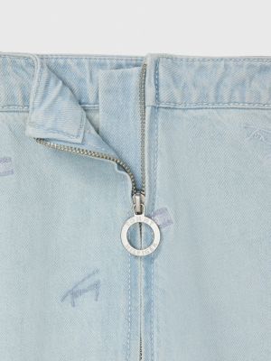 blue adaptive denim mini skirt for women tommy hilfiger